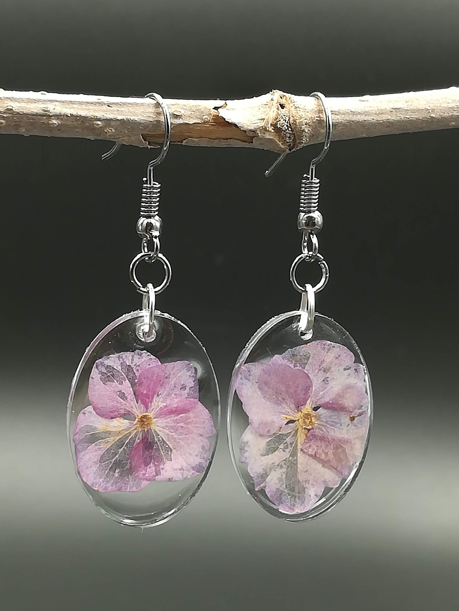 Real flower earrings from dried flowers hortensia Etsy