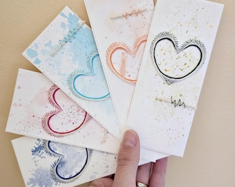 Heart - Hand Stitched bookmarks