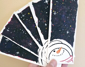 Snowman - Hand Stitched bookmarks