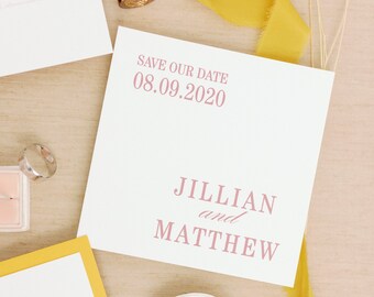 Nowoczesny kwadratowy zestaw Save the Date, 25 sztuk