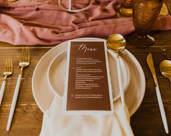 Menu weselne z terakoty z białym brzegiem, zestaw 25 szt.