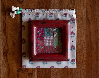 Framed Patchwork - No. 1 // upcycled patchwork art, quilted artwork, framed quilt scrap