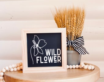 Boho Wildflower Framed Floral Sign