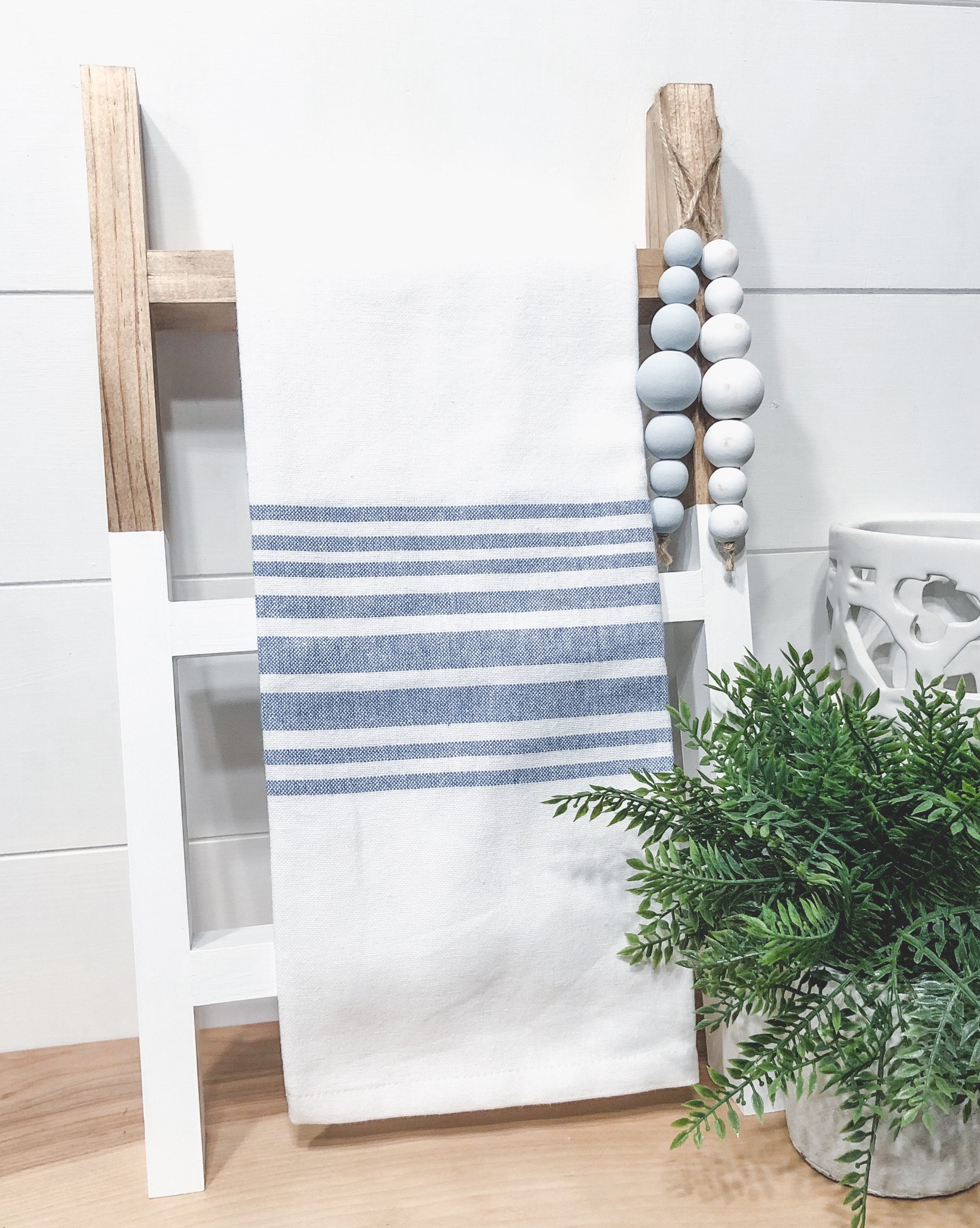 Dipped Tea Towel Ladder White Kitchen Boho Decor Modern Etsy