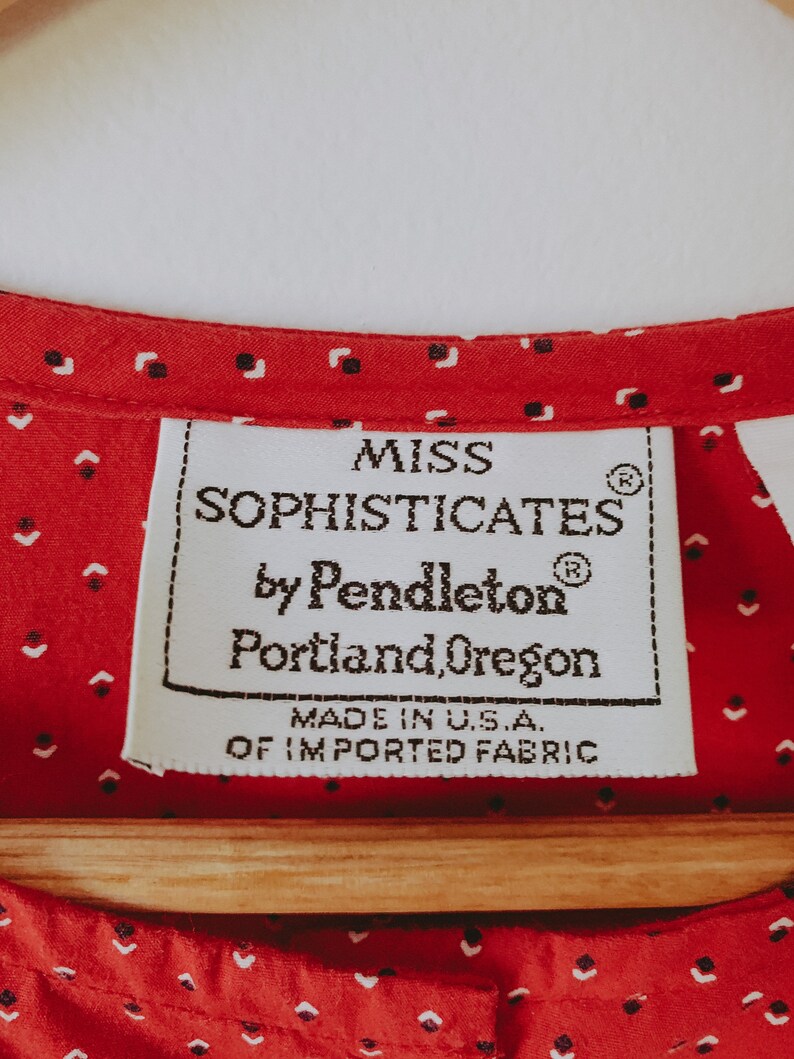 Red Pendelton Blouse with Cinched Waist