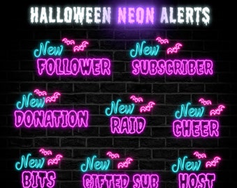 Alerty transmisji na żywo z okazji Halloween – Alerty Twitch – Alerty transmisji na żywo z Neonowym Nietoperzem na Twitchu – Zasoby transmisji