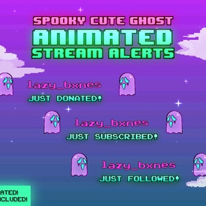Animated Spooky Ghost Twitch Alerts: Kawaii Pastel Goth Pixel Art