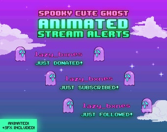 Animated Spooky Ghost Twitch Alerts, Animated Stream Alerts, Pixel art, Kawaii pastel goth, Cute  Halloween