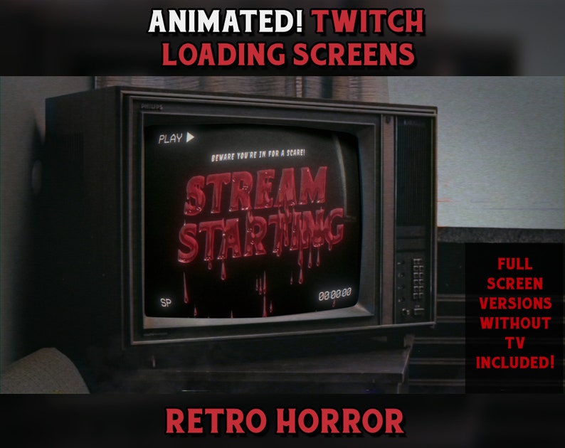Scare Stream Animated Horror Twitch Screens Retro Horror Movie Halloween Loading ...