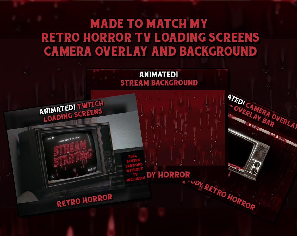 Animated Horror Twitch Screens Retro Horror Movie Halloween Loading ...