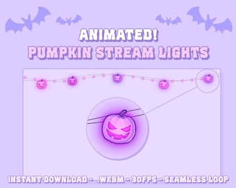 Animated Pumpkin Lights Overlay - Halloween Stream Decoration - Cute Halloween Stream Decor for Twitch & OBS