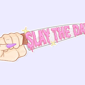 Slay the day! pastel printable planner sticker | Spooky Cute Halloween planner diecut | Horror planner printable