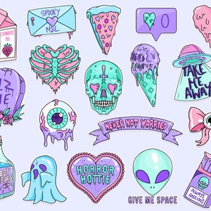 18 elementos góticos pastel / Paquete de imágenes prediseñadas góticos pastel