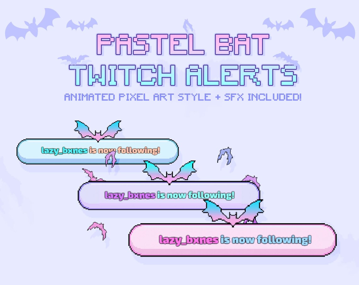 Pastel Goth Bat Twitch Alerts Animated Cute Twitch Alerts - Etsy