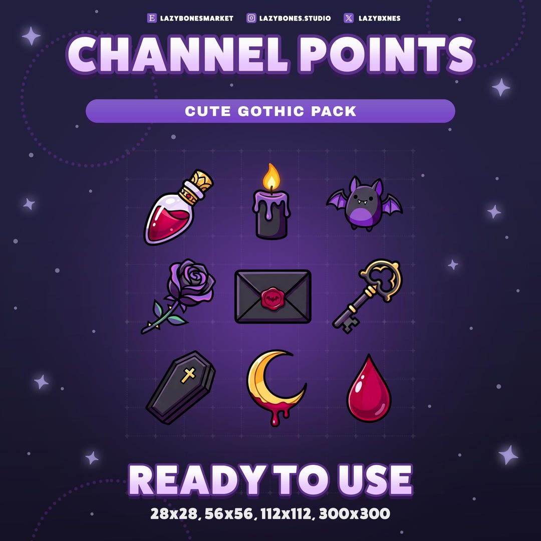 Gothic Vampire Twitch Channel Points Pack | 9 Horror Emotes | Channel ...