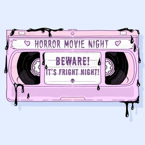 Pastel Goth Horror Movie Night VHS Die Cut Aufkleber (Digitaler Download)