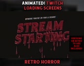 Animated Horror twitch screens Retro Horror movie halloween loading screens for twitch, horror overlay