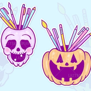 2 Pastel Goth planner printable PNG files | clipart | creepy cute spooky digital download | Pastel goth clip art | Pastel goth stickers