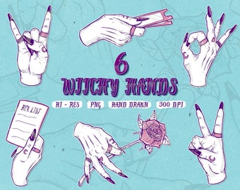 Witchy hands | Witch Hand PNG Witch stickers | Witch clipart | Witch graphics