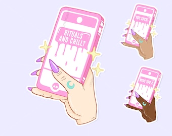 Pastel Goth Witch Clipart | Witchy planner printable sticker - digital stickers