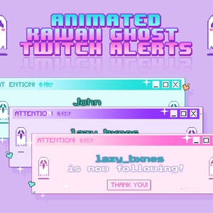 Kawaii ghosts pixel twitch stream alerts | Pastel goth stream alerts | Spooky Cute twitch alert halloween stream alerts, ghost twitch alert