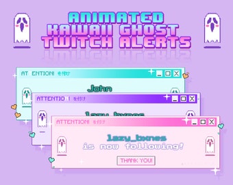 Kawaii ghosts pixel twitch stream alerts | Pastel goth stream alerts | Spooky Cute twitch alert halloween stream alerts, ghost twitch alert