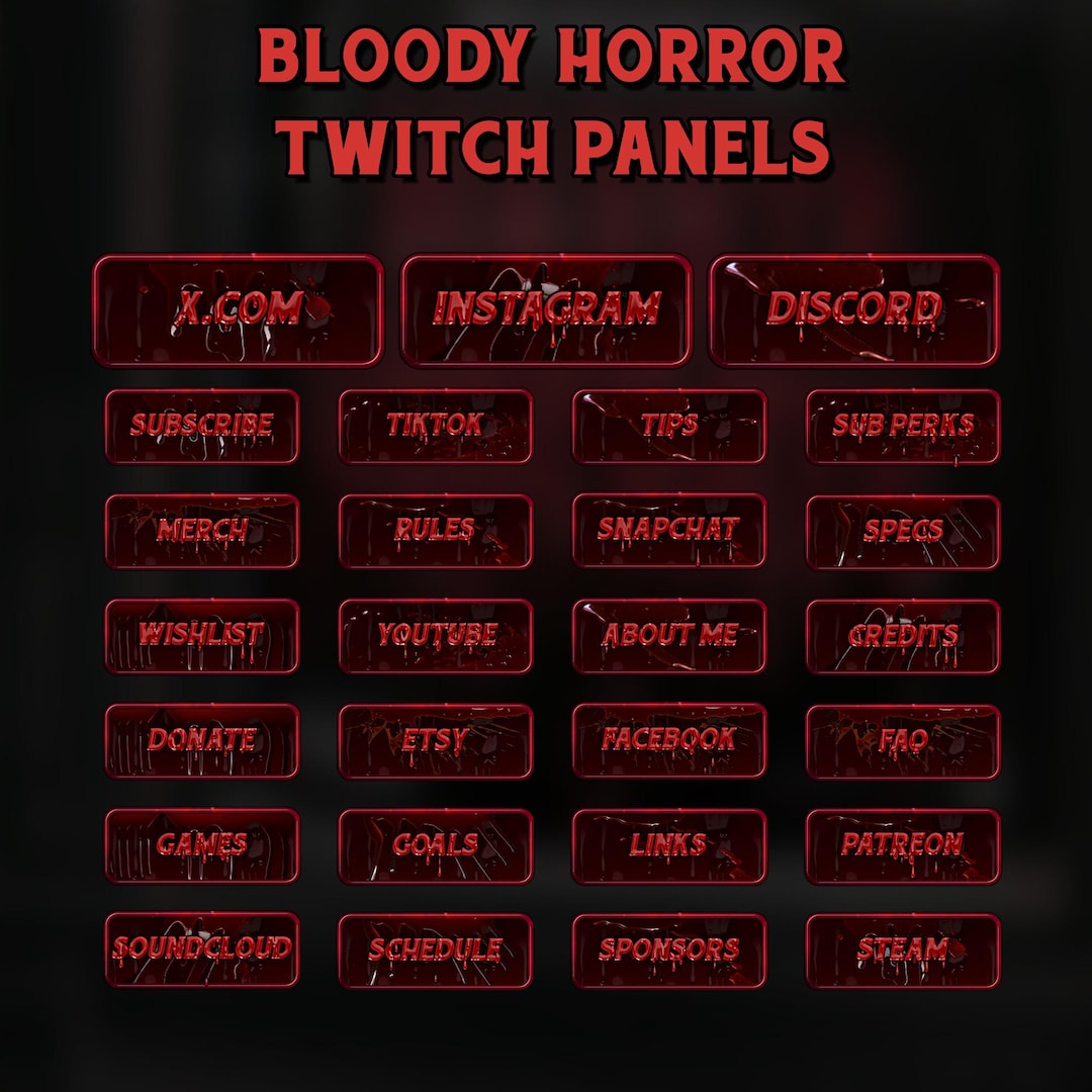 Bloody Horror Twitch Panels - Horror Stream Panels - Etsy