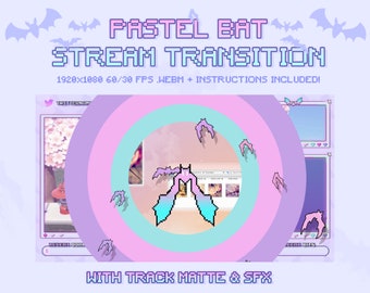 Pastel Goth Bat Twitch Transition | Stream transition | Pixel art twitch transition | Kawaii pastel goth