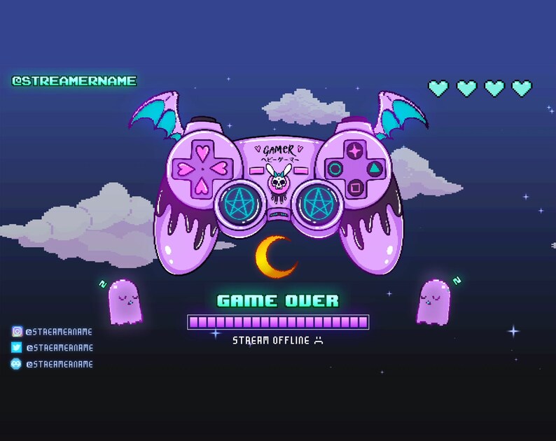 Kawaii Twitch loading screen Spooky Cute Animated Spooky Cute Twitch screens Animated Twitch stream screens Pastel Goth