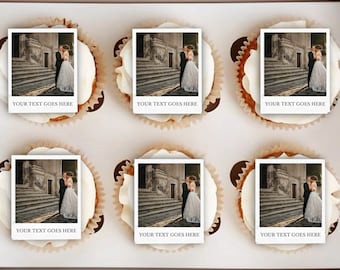 12 Edible Polaroid Cupcake Toppers: Personalized Icing Decorations