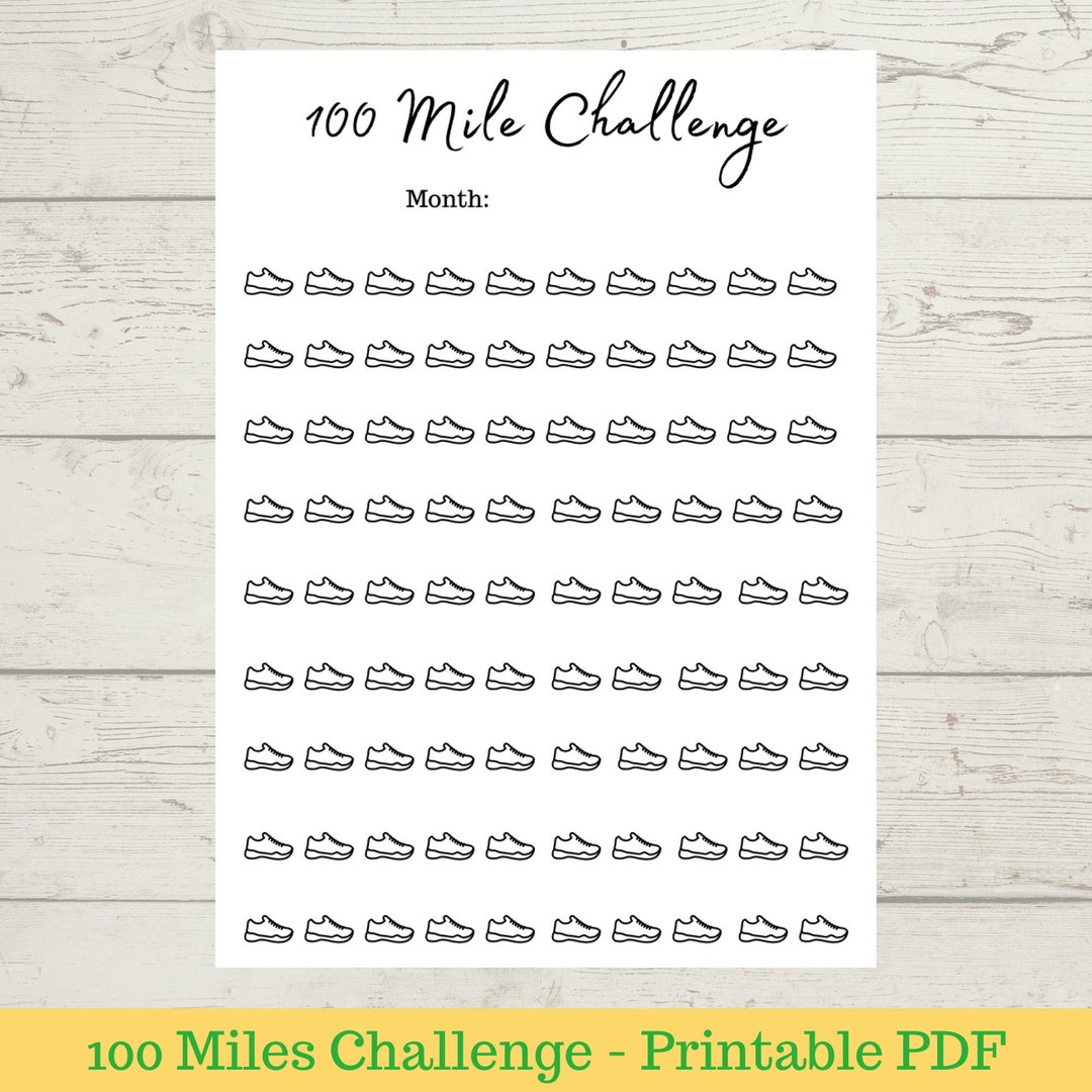100 Mile Running Tracker, Exercise Log, Exercise Tracker, Fitness ...
