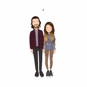 Paar Portrait Illustration. Bestes Hochzeitsgeschenk, Jubiläumsgeschenk, Valentinstagsgeschenk. Skurriles, maßgeschneidertes Porträt.