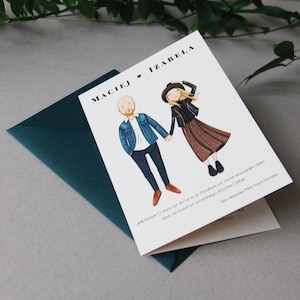 Wedding invites, personalised wedding invitation, illustrated wedding invites, personalised couple portrait
