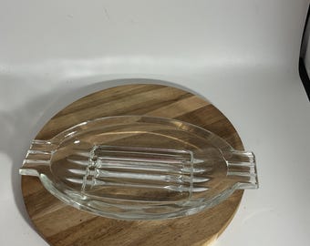 Clear Glass Serving Dish/Ashtray 9” x 4” Oval (6)