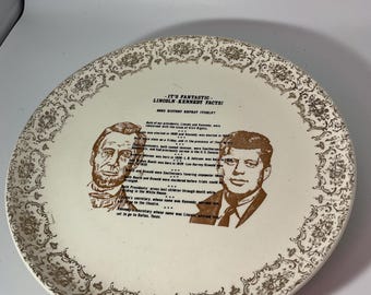 Lincoln-Kennedy Facts Collectible Plate 9” (J)