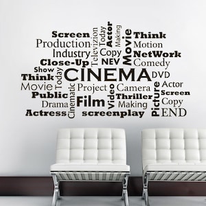 Kino Wandaufkleber, Film-Wand-Kunst, Geschenke für Filmstudenten, Filmemacher Geschenke, Kino Büro Dekoration, Filmmachen Wandkunst, Film-Aufkleber