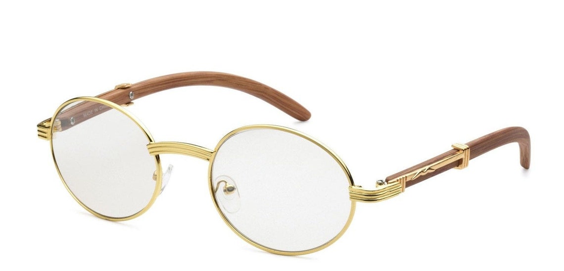 Vintage wood frame GOLD glasses Etsy