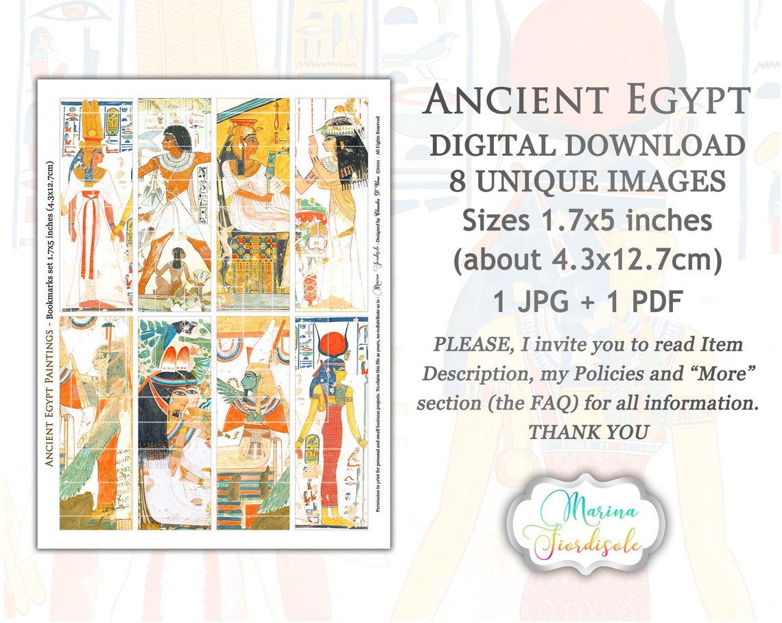 digital collage sheet printable bookmarks ancient egypt etsy