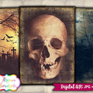 Gothic printable goth dark images digital collage sheet ATC card digital instant download