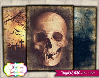 Gothic printable goth dark images digital collage sheet ATC card digital instant download