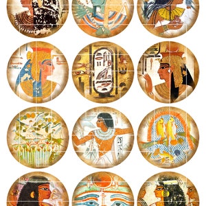 Immagini di arte egiziana per il download Cerchi da 2 pollici Foglio di collage digitale da 2,5 pollici, stampabile dell'Antico Egitto image 3
