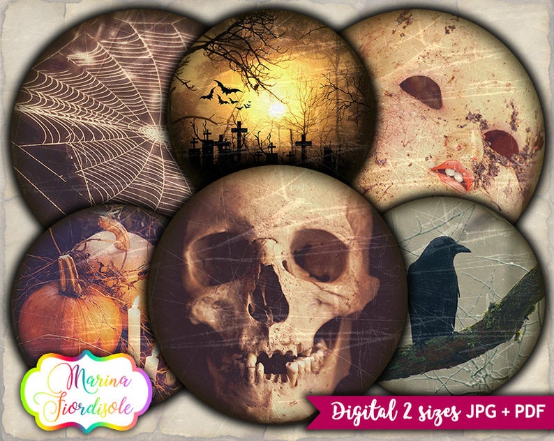 Digital Collage Sheet Gothic Printable Images 2 Inch Circles 2.5 Inch ...