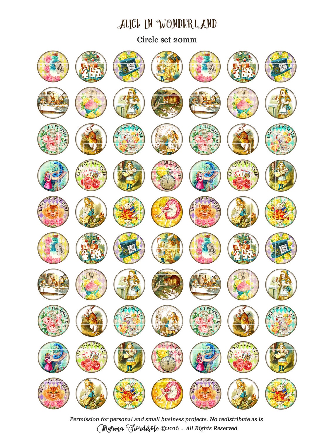 Printable Images 1 Inch Circle 1.5 Inch 20mm 12mm Digital - Etsy