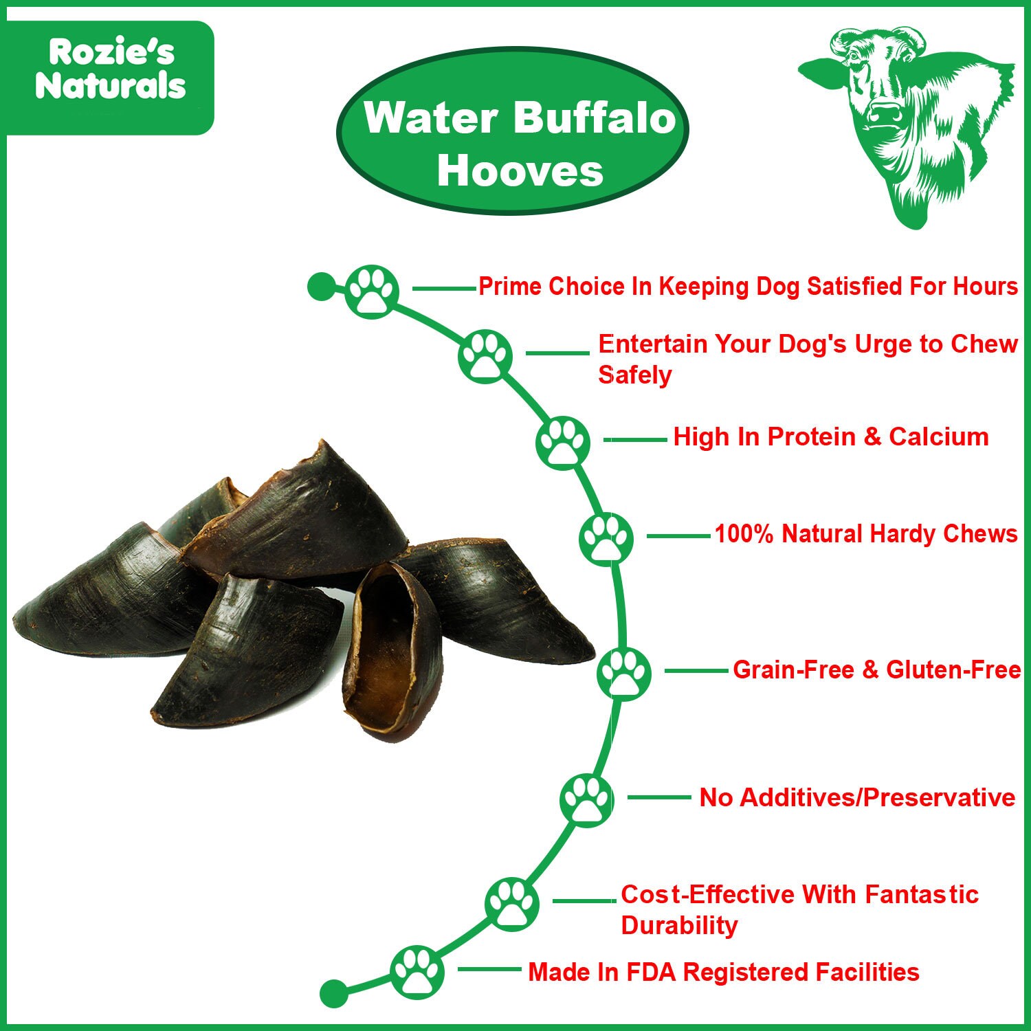 Water Buffalo Hooves4 COUNT12 Oz High Protein 100 Etsy UK