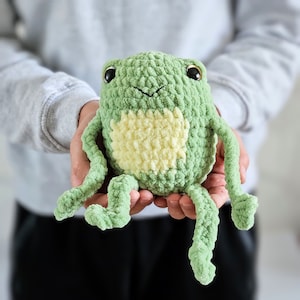 No sew crochet frog pattern cute leggy frog plushie amigurumi pattern Instant download PDF pattern
