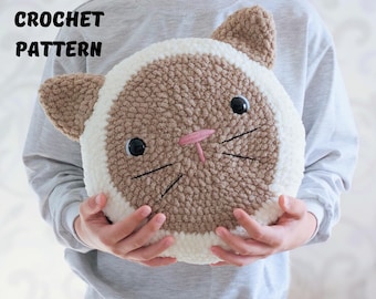 Crochet cat pillow pattern cat cushion pattern kitty plushie amigurumi pattern cute cat begginer pillow pattern