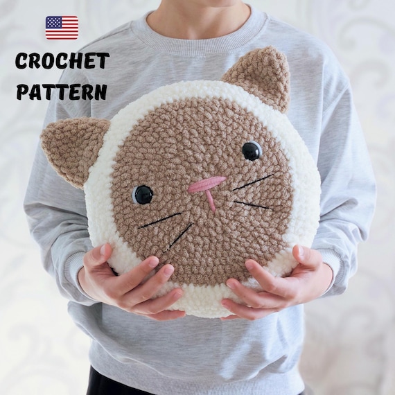 Crochet cat pillow pattern cat cushion pattern kitty plushie amigurumi pattern cute cat begginer pillow pattern