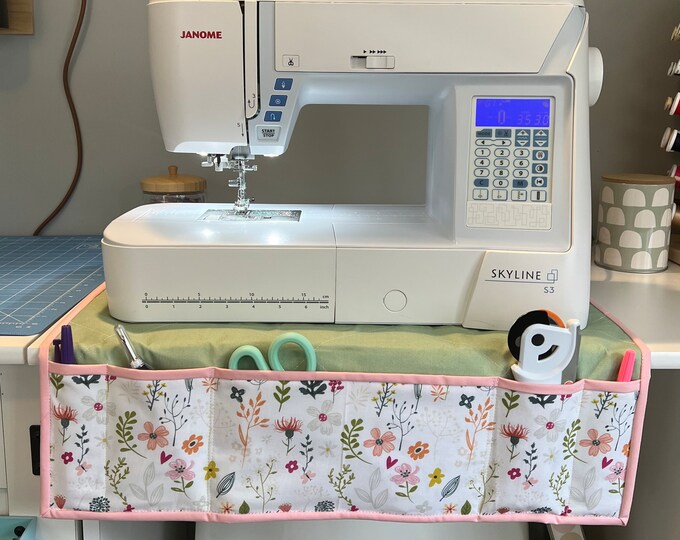 Floral and Sage Sewing Machine Storage Caddy, Sewing Machine Pad