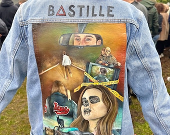 Hand Painted Denim Jean Jacket for Concert, Singers and Bands