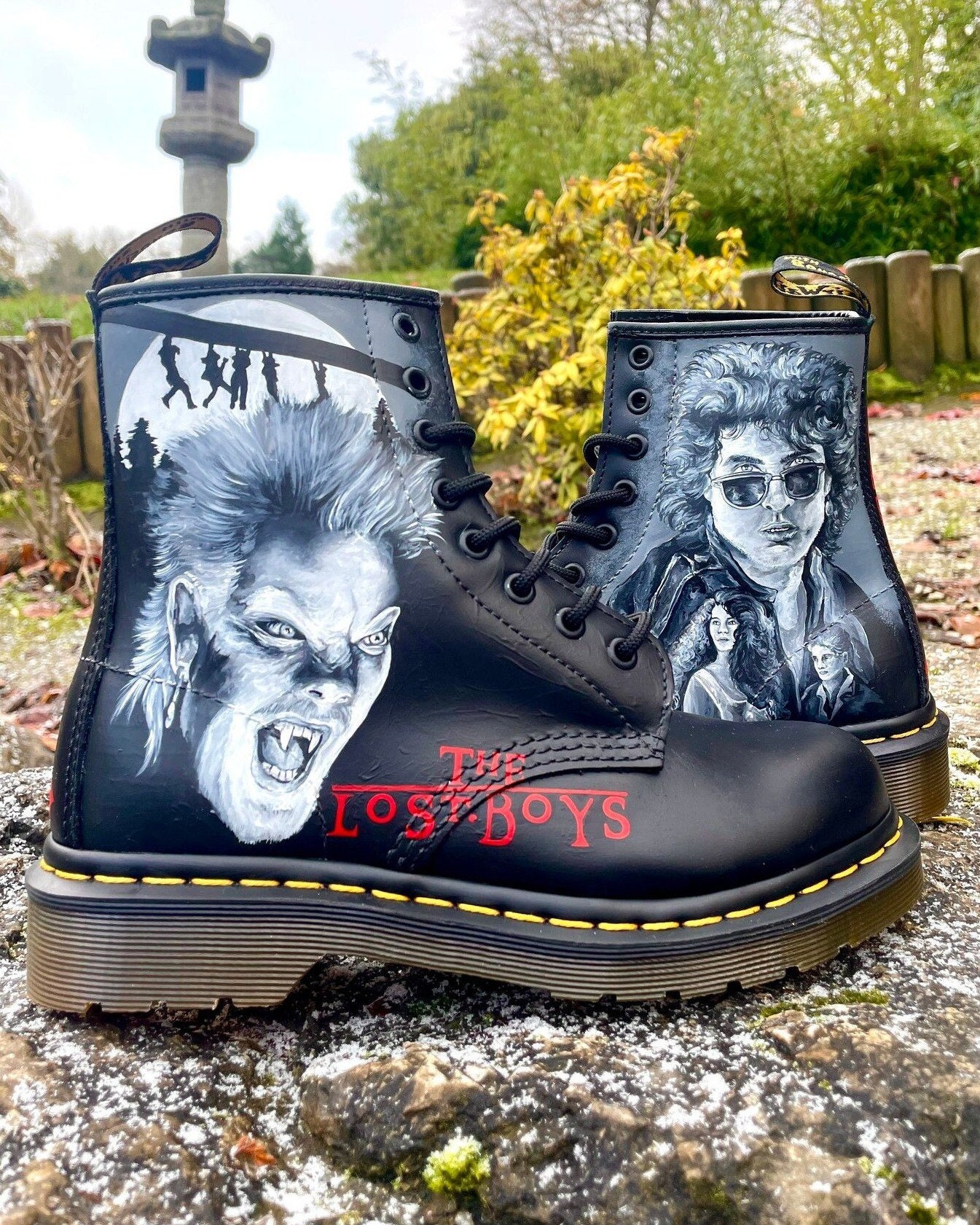 Custom Dr Martens Hand Painted Film Vampire the Lost Boys Custom Dr Martens Hand Painted Film Vampire the Lost Boys